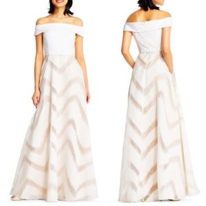ADRIANNA PAPELL NWT White/Ivory Off Shoulder Gown